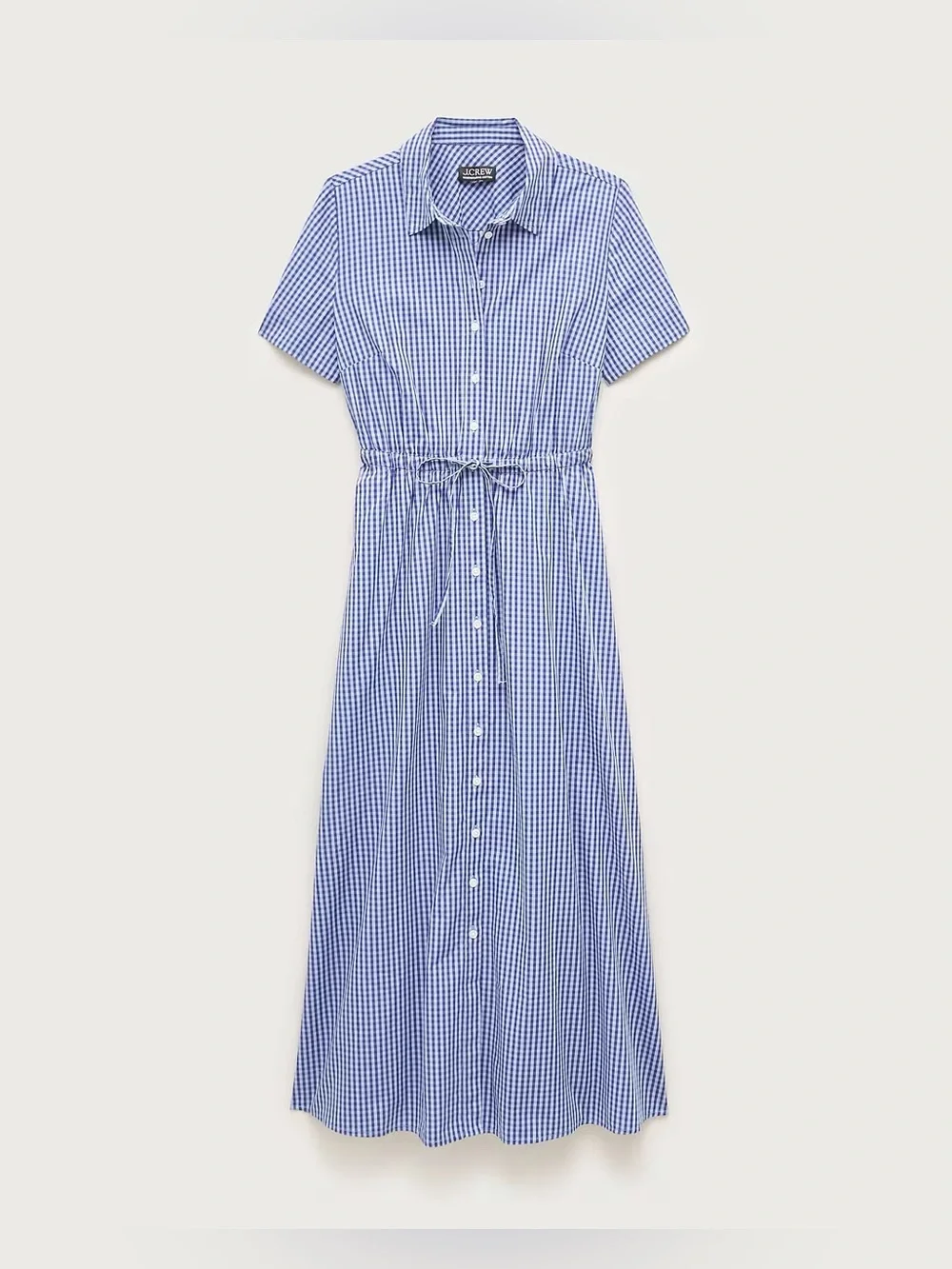 J.Crew Cerise shirt-dress in gingham cotton poplin in brilliant indigo - Picture 4 of 9